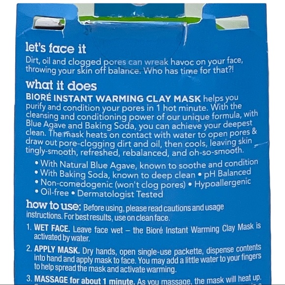 3 Pack Bioré Blue Agave + Baking Soda Instant Warming Clay Mask (4) Single Use - Picture 5 of 5